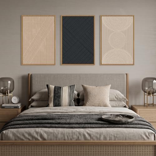 Large Neutral Abstract Boho Beige Framed Wall Art -16"x24"x3 - Image 4