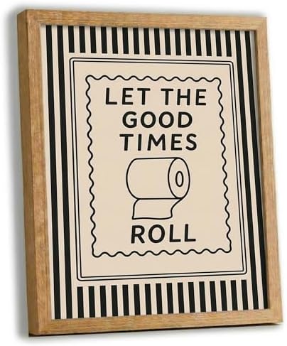 Funny Bathroom Decor Framed Canvas Wall Art, Let The Good Times Roll Toilet by Unknown