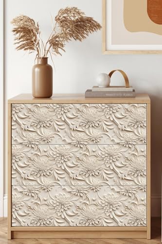 Peel and Stick Wallpaper Light Brown Scroll Floral Small - Image 4