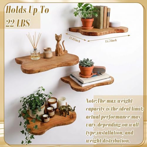 Pinkunn 4 Pcs Solid Live Edge Floating Shelves - Image 3