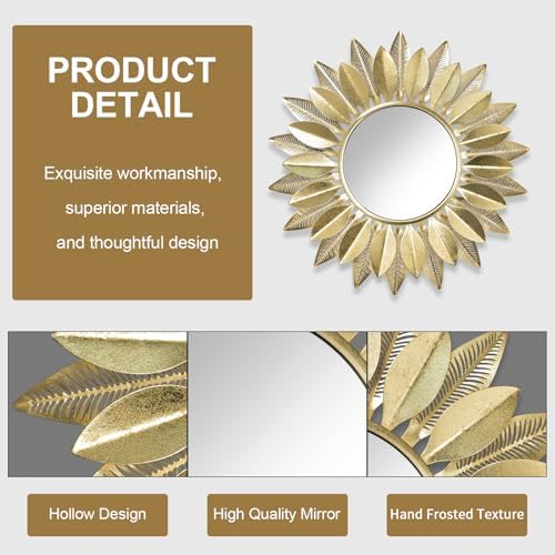 Wall Mirrors Decorative 30" Country-Style Gold Round Mirrors - Image 5