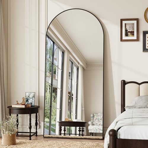 Krymnar 71"x32" Arched Full Length Mirror, Brushed Black Aluminum Frame Floor - Image 3