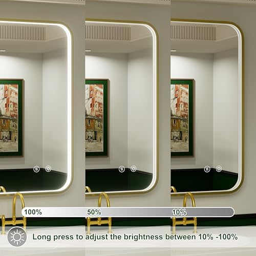 36"x30" Gold LED Bathroom Mirror - Image 3