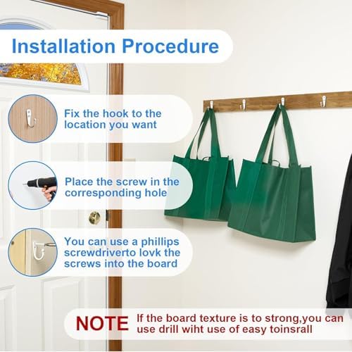 15 Pcs White Coat Hooks, Wall Hooks - Image 4