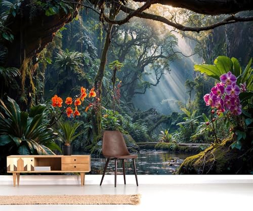 YQWDMX - Mysterious Tropical Jungle Peel and Stick Wallpaper Mural by YQWDMX