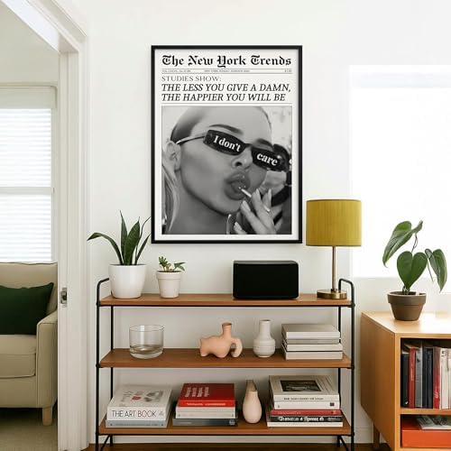 Trendy Black and White Newspaper Wall Art 8x10 in Black Framed Vintage Magazine - Image 5