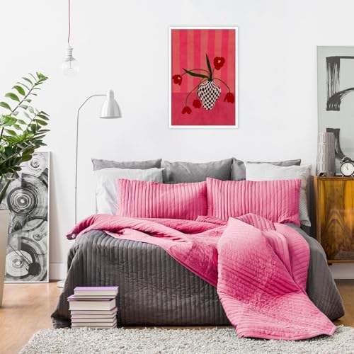 Contemporary, Eclectic Canvas Wall Art Tulips In A Checkered Vase Prints Poster - Image 6