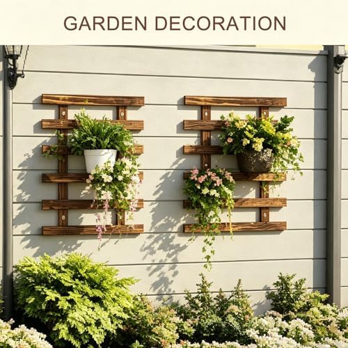 Pack of 2 Vertical Wooden Wall Planter Trellis - Image 4