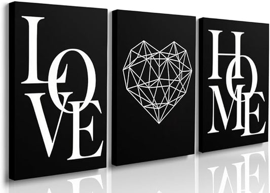 GUBIYU Love Home Wall Decor Black and White Farmhouse Modern Art by GUBIYU