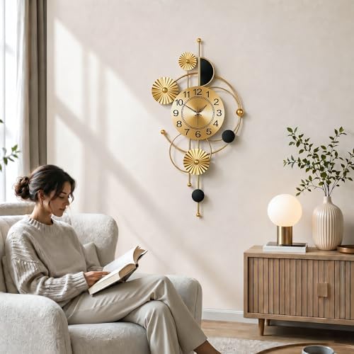 32" Modern Large Wall Clock Decorative Metal Art - Image 3