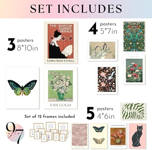 97 Decor Eclectic Framed Wall Art, 12 Boho Gallery Prints - Image 2