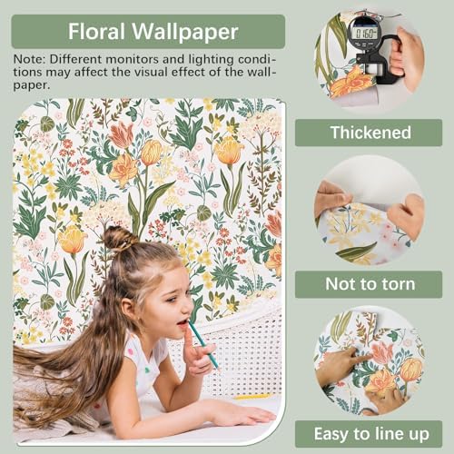 Floral Wallpaper Colorful Flower Botanical Contact Paper17.3in393in - Image 2