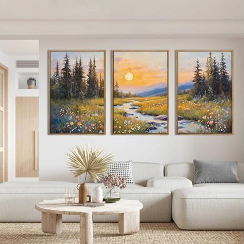 IARTTOP Large Mountain Wall Art Framed 16x24 Inch Abstract Forest Landscape - Image 5
