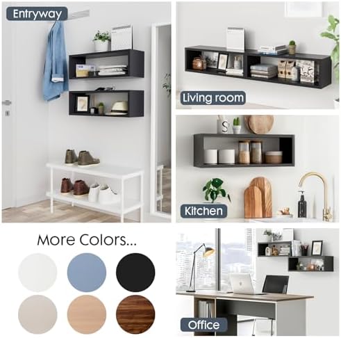 Kaboon 24in Floating Cube Shelves Set of 2, Display Shelves Wall Mount - Image 5