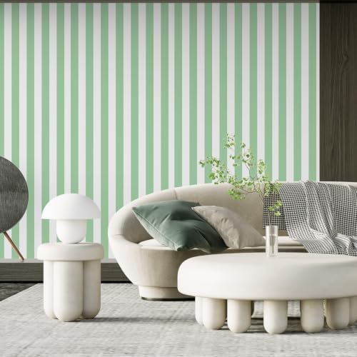 Green and White Striped Wallpaper Peel and Stick Wallpaper Self-Adhesive - Image 7