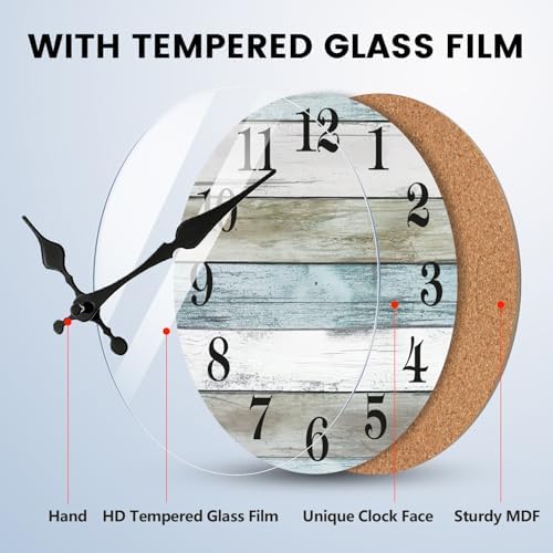 10 Inch Beach Wall Clock, Silent Non-Ticking Battery Operated - Image 4