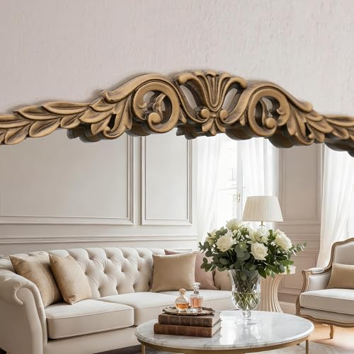 Besdomus Gold Vintage Vanity Mirror: 32"x24" French Baroque Arched Mirror - Image 5