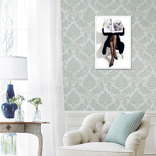 Woman Reading Newspaper Poster Black And White Photography Canvas Wall Art - Image 6