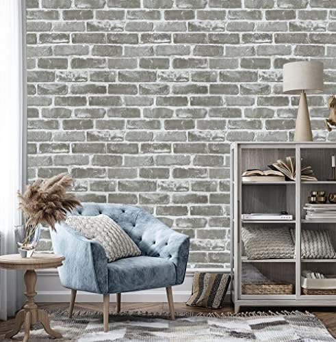 Timeet 17.7''×393.7'' Vintage Gray Brick Peel and Stick Wallpaper Self Adhesive - Image 2