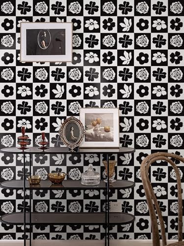 Heroad Peel and Stick Wallpaper Modern Contact Paper Black and White Floral - Image 3