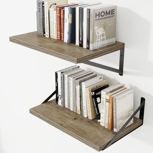 Deep Wall Shelves 16"W x 12"D Engineered Wood Floating Shelves by Venusmiles