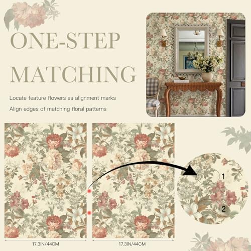 Floral Wallpaper Vintage Peel and Stick Wallpaper - Image 4