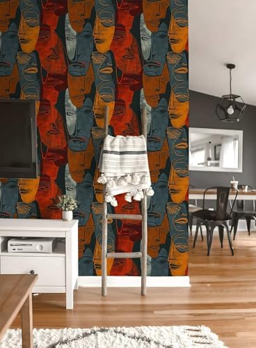 Abstract Face Art Peel and Stick Wallpaper, Modern Bold Portrait Wallpaper - Image 2