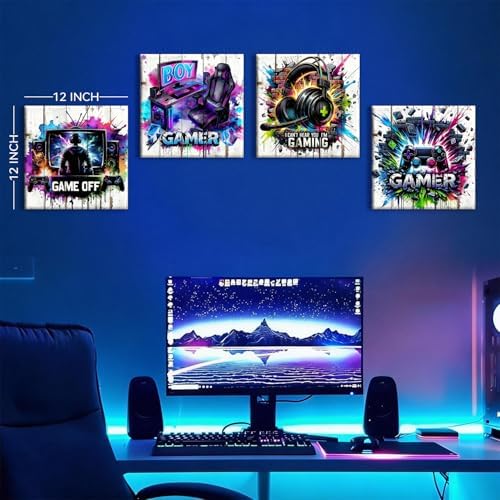 Gaming Wall Art Teen Boys Bedroom Decor Neon Game Accessories Poster Cool - Image 3