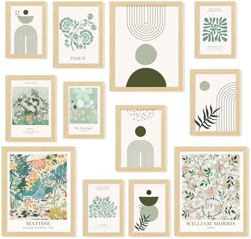 97 Decor Sage Green Wall Art, 12 Matisse Style Prints by 97Decor