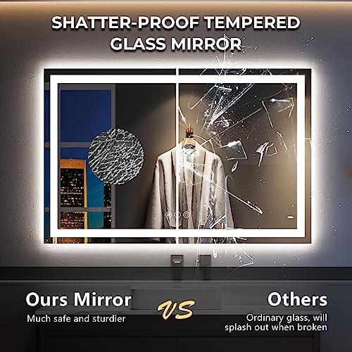 60x40 LED Bathroom Mirror with Lights, Lighted Vanity Mirror - Image 6