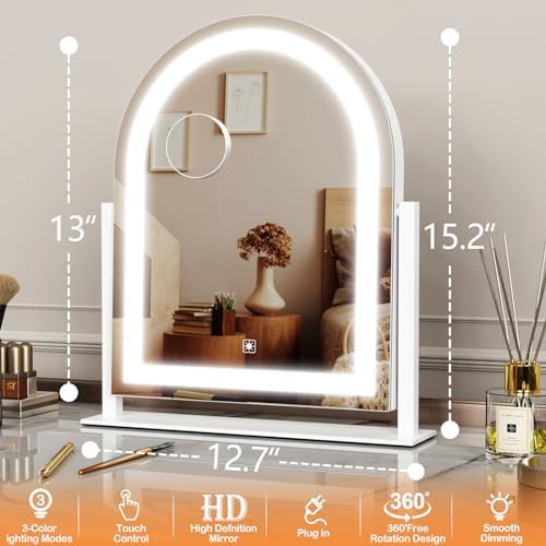 Gvnkvn Arched 15.2 in Lighted Makeup Mirror, 10X Magnifiers - Image 5