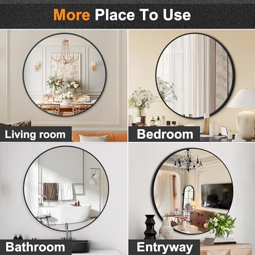 Delma 30 Inch Black Round Circle Mirror - Image 7