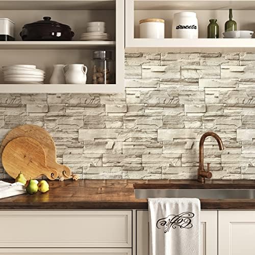 Jeweluck Faux Stone Wallpaper Peel and Stick Brick Wallpaper 17.7”×393.7” - Image 3