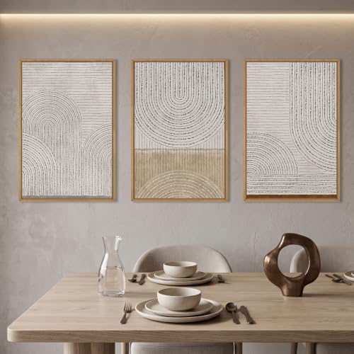 Aryroi Mid Century Modern Arch Circle Framed Canvas Wall Art Set- 16"x24"x3 - Image 3