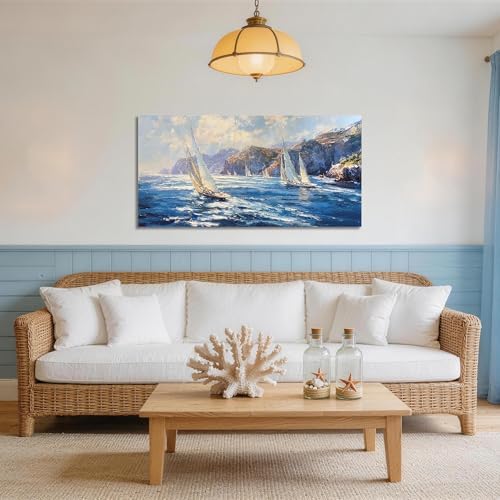 Anolyfi Nautical Coastal Canvas Wall Art - Image 2