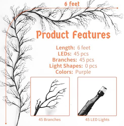 6 Ft Halloween Decor Vine with 45 LED Lights, Adjustable Shape - Image 5