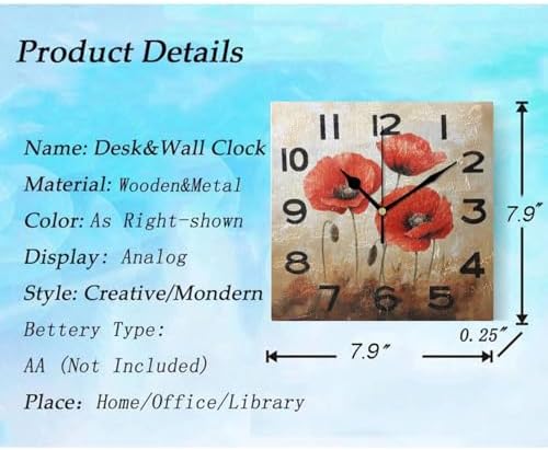 8 Inch Square Wall Clock - Image 3