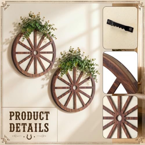 Novabright 2 Pack Wagon Wheel Vase Rustic Wooden Western Wall Decor - Image 5