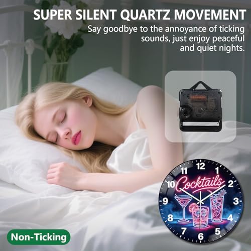 peacoblue Neon Cocktail Wall Clocks Battery Operated - Image 4