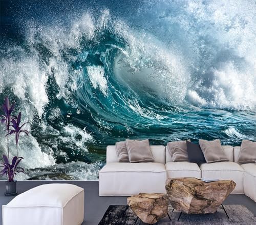 Majestic Crashing Blue Ocean Wave Wallpaper Peel Stick by Cliouar