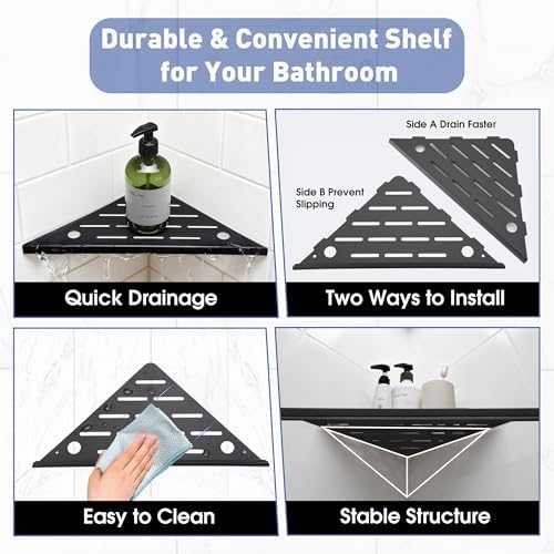 Corner Shower Shelf, 304 Stainless Steel Recessed Bathroom Shelves, Grout in - Image 6