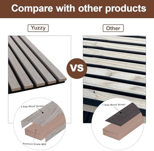 Yuzzy Wood Panels for Wall, 4 Pack 120" x 11" Acoustic Wall Panels, Wood Slat - Image 4