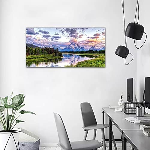 arteWOODS Landscape Canvas Wall Art Nature Picture Oxbow Bend Grand Teton - Image 6