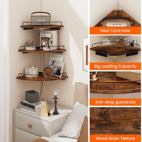 Homode Corner Shelf Wall Mounted Set of 3, Corner Floating Shelves 9/10/12 Inch - Image 4