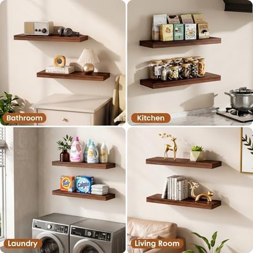 Organic Wavy Edge Floating Shelves, Hidden Brackets, 2 Pack 24 in - Image 5