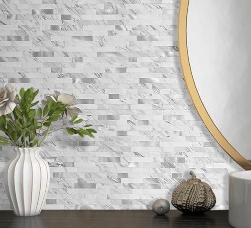 DICOFUN 10 Sheets Marble Look Peel and Stick Backsplash Wall Tile, PVC Kitchen - Image 4