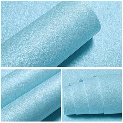 MelunMer Blue Silk Wallpaper Peel and Stick Removable Textured 15.7"x197" - Image 6