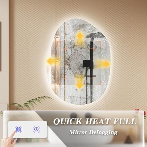 QDSSDECO 23" x31" Irregular LED Bathroom Mirror, 3 Colors - Image 5