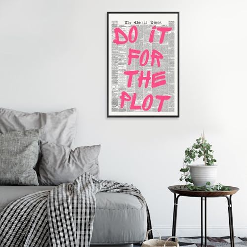 Do It Foe The Plot Wall Art Retro Newspaper Pink Font Canvas Poster Positive - Image 4