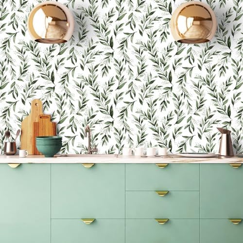 Livebor Leaf Wallpaper Peel and Stick Green Contact Paper17.7” x 118.1” - Image 4